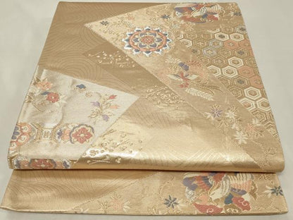 平和屋着物◎六通柄袋帯 鳳凰正倉院花文 金銀糸 正絹 逸品 CAAZ7718in