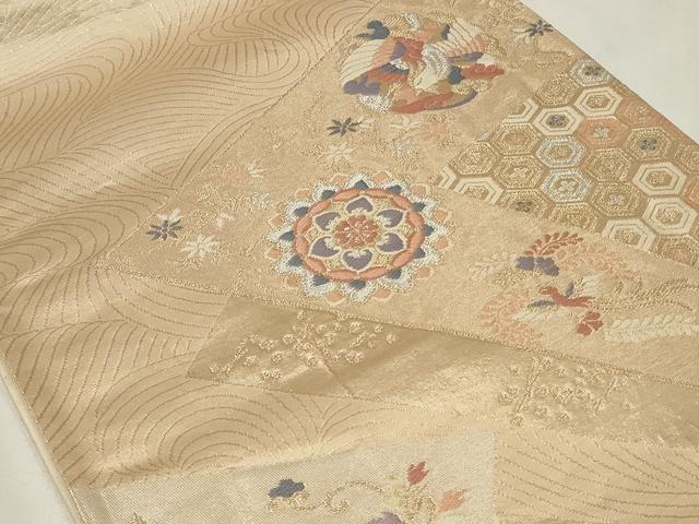 平和屋着物◎六通柄袋帯 鳳凰正倉院花文 金銀糸 正絹 逸品 CAAZ7718in