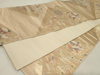 平和屋着物◎六通柄袋帯 鳳凰正倉院花文 金銀糸 正絹 逸品 CAAZ7718in