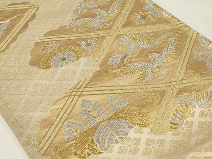 平和屋着物◎六通柄袋帯 雲取り向かい鳥花文 金銀糸 正絹 逸品 CAAZ7719in
