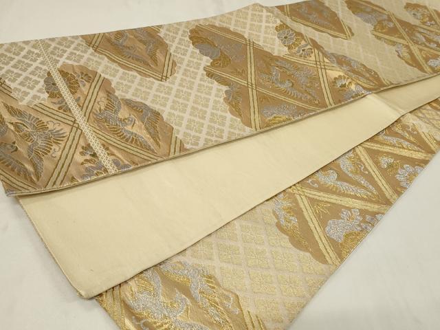 平和屋着物◎六通柄袋帯 雲取り向かい鳥花文 金銀糸 正絹 逸品 CAAZ7719in