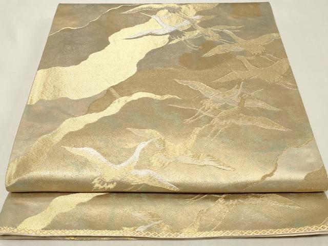 平和屋着物◎西陣 六通柄袋帯 飛鶴文 金糸 正絹 逸品 CAAZ7724in