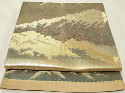 平和屋着物◎六通柄袋帯　遠山風景文　金糸　正絹　逸品　CAAZ7733in