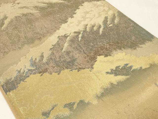 平和屋着物◎六通柄袋帯　遠山風景文　金糸　正絹　逸品　CAAZ7733in