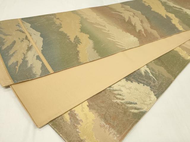平和屋着物◎六通柄袋帯　遠山風景文　金糸　正絹　逸品　CAAZ7733in
