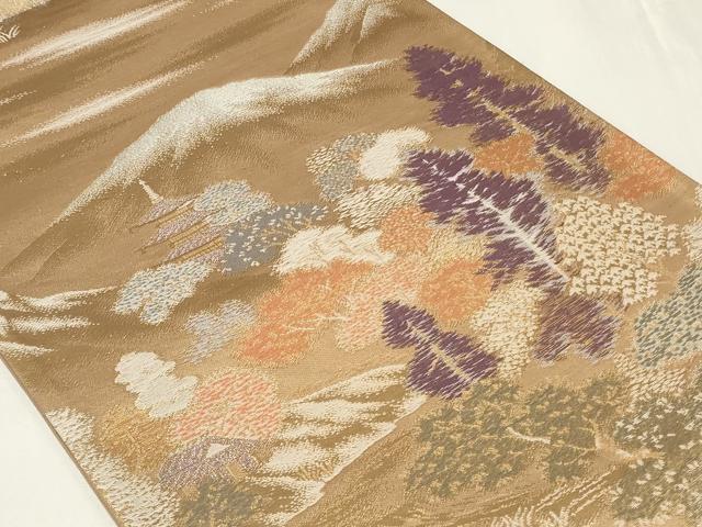 平和屋着物◎六通柄袋帯　遠山風景文　金糸　正絹　逸品　CAAZ7768in
