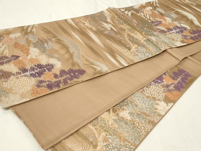 平和屋着物◎六通柄袋帯　遠山風景文　金糸　正絹　逸品　CAAZ7768in