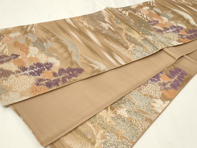 平和屋着物◎六通柄袋帯　遠山風景文　金糸　正絹　逸品　CAAZ7768in