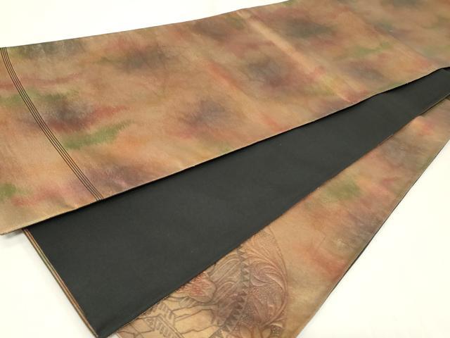 平和屋着物◎太鼓柄袋帯　風景花丸文　正絹　逸品　CAAZ7773in
