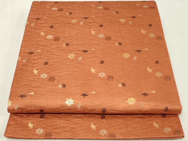 平和屋着物◎六通柄袋帯　秋草文　金糸　正絹　逸品　CAAZ7784in