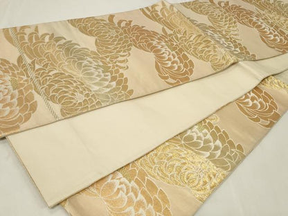 平和屋着物◎六通柄袋帯　草花文　金糸　正絹　逸品　CAAZ7804in