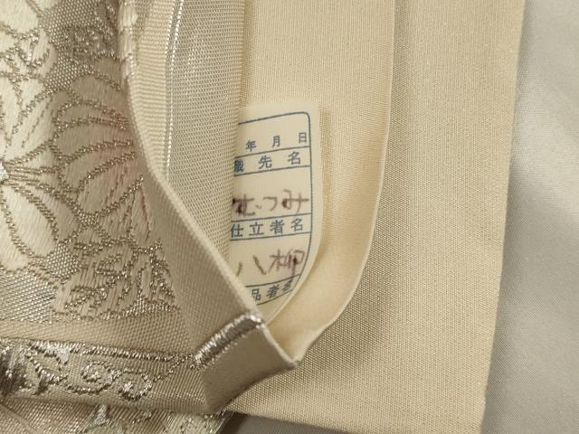 平和屋着物◎六通柄袋帯　唐織　天井孔雀花丸文　銀糸　正絹　逸品　CAAZ7830in