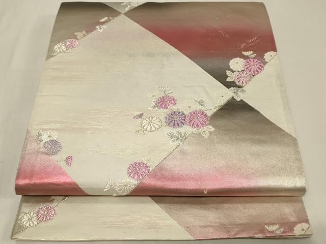 平和屋着物◎六通柄袋帯 草花文 菊 金銀糸 正絹 逸品 CAAZ7848in