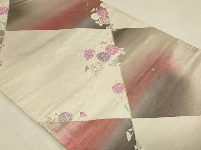 平和屋着物◎六通柄袋帯 草花文 菊 金銀糸 正絹 逸品 CAAZ7848in