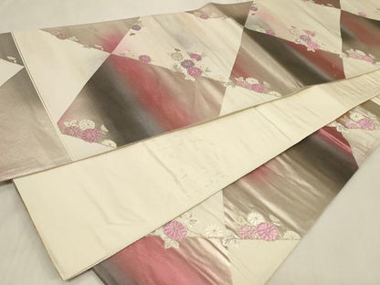 平和屋着物◎六通柄袋帯 草花文 菊 金銀糸 正絹 逸品 CAAZ7848in