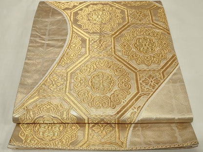 平和屋着物◎六通柄袋帯 蜀江花文 金糸 正絹 逸品 CAAZ7860in