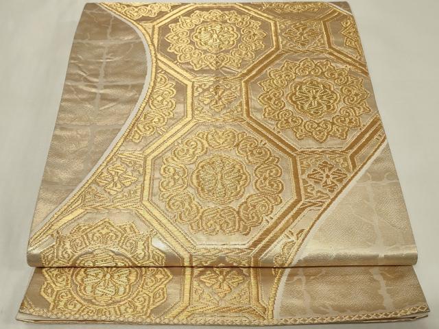 平和屋着物◎六通柄袋帯 蜀江花文 金糸 正絹 逸品 CAAZ7860in