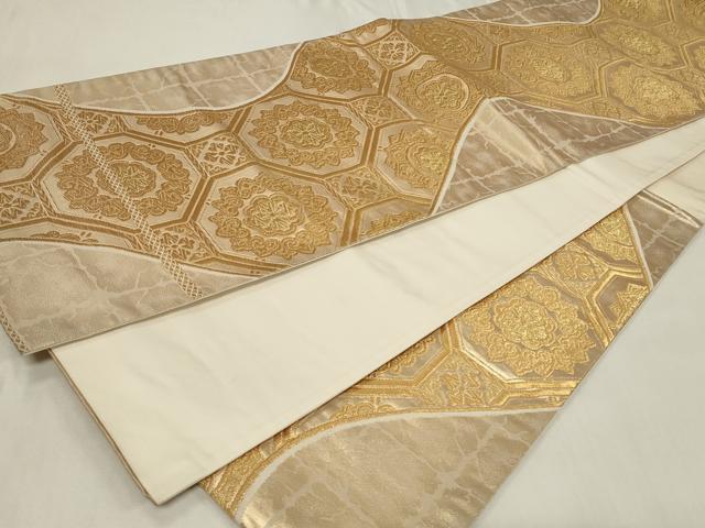 平和屋着物◎六通柄袋帯 蜀江花文 金糸 正絹 逸品 CAAZ7860in