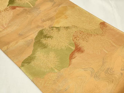平和屋着物◎六通柄袋帯 遠山風景文 金糸 正絹 逸品 CAAZ7865in