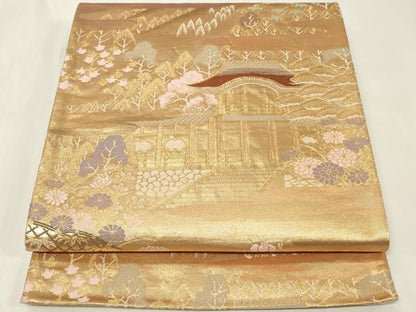 平和屋着物◎六通柄袋帯 京の四季 御室 金糸 正絹 逸品 CAAZ7867in