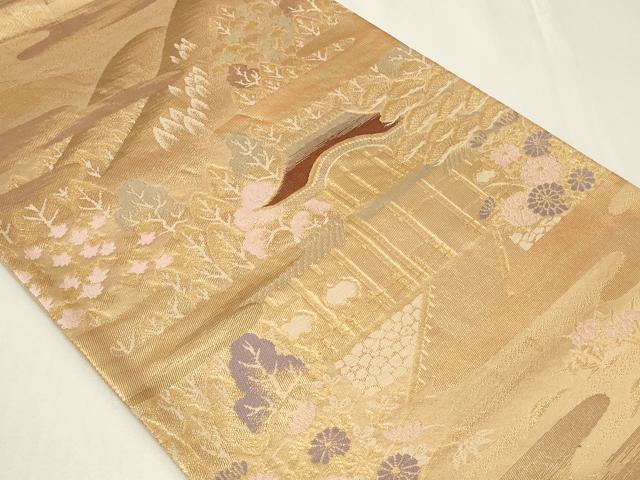 平和屋着物◎六通柄袋帯 京の四季 御室 金糸 正絹 逸品 CAAZ7867in