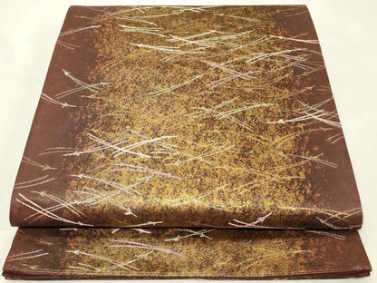 平和屋着物◎六通柄袋帯 こぼれ松葉文 金糸 引箔 正絹 逸品 CAAZ7870in