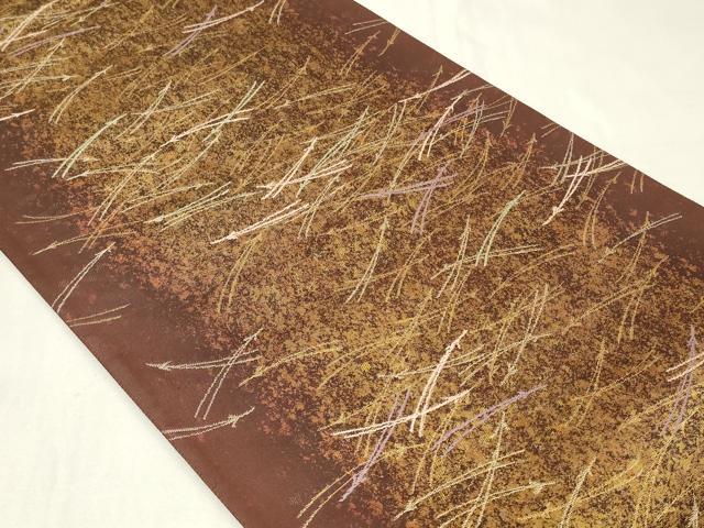 平和屋着物◎六通柄袋帯 こぼれ松葉文 金糸 引箔 正絹 逸品 CAAZ7870in