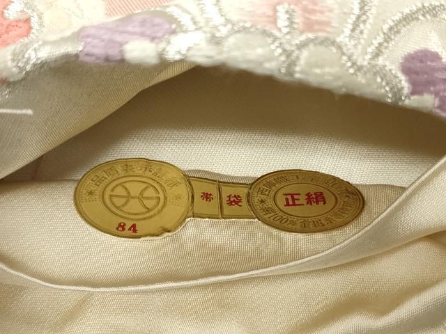 平和屋着物◎西陣 六通柄袋帯 唐織 蜀江花鳥文 鶴 銀糸 証紙付き 正絹 逸品 CAAZ7883in