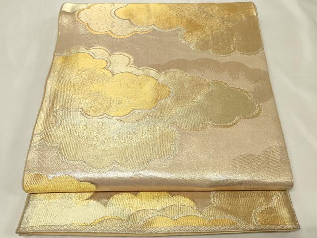 平和屋着物◎六通柄袋帯 雲重ね文 金糸 正絹 逸品 CAAZ7902in