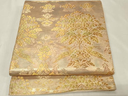 平和屋着物◎六通柄袋帯　動物草花文　金糸　正絹　逸品　CAAZ7904in