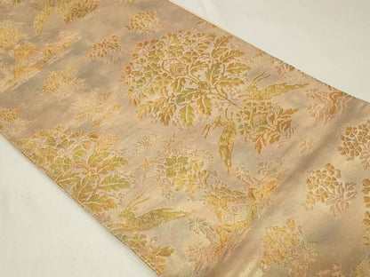 平和屋着物◎六通柄袋帯　動物草花文　金糸　正絹　逸品　CAAZ7904in