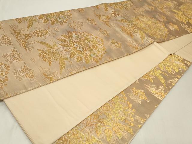 平和屋着物◎六通柄袋帯　動物草花文　金糸　正絹　逸品　CAAZ7904in