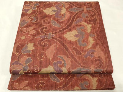 平和屋着物◎六通柄袋帯 沙羅大島 更紗花文 金糸 正絹 逸品 CAAZ7905in