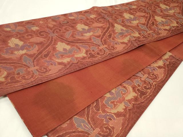 平和屋着物◎六通柄袋帯 沙羅大島 更紗花文 金糸 正絹 逸品 CAAZ7905in