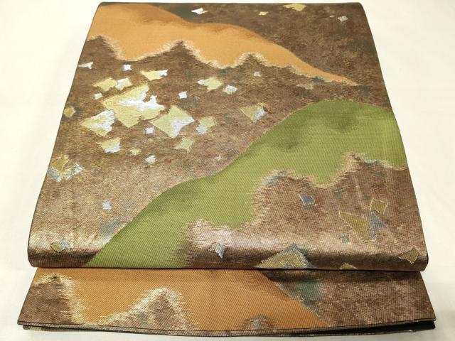 平和屋着物◎六通柄袋帯 遠山箔散らし 金銀糸 引箔 正絹 逸品 CAAZ7912in