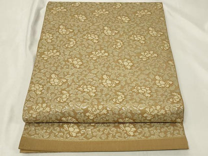 平和屋着物◎六通柄　本袋帯　花唐草文　銀糸　正絹　逸品　CAAZ7922in