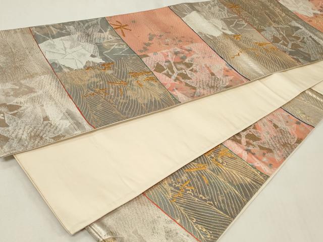 平和屋着物◎六通柄袋帯 横段霞文 文字文 金糸 引箔 正絹 逸品 CAAZ7933in