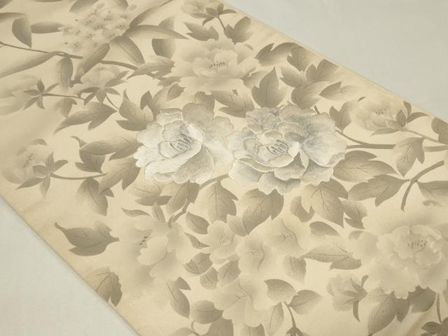 平和屋着物◎太鼓柄袋帯 手描き 刺繍 草花文 正絹 逸品 CAAZ7941in