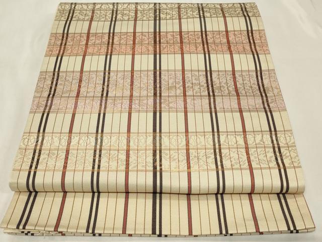 平和屋着物◎西陣 六通柄袋帯 横段花文 金糸 正絹 逸品 CAAZ7946in