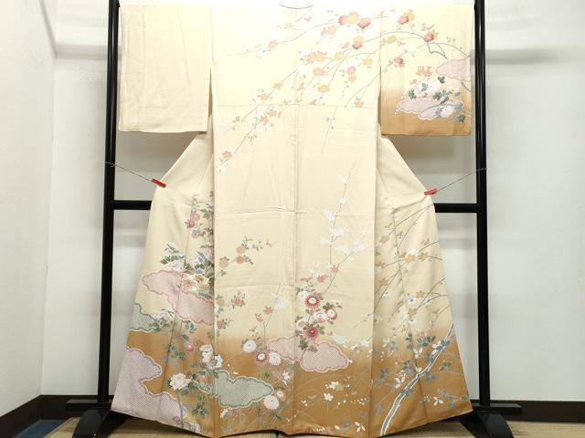 平和屋着物●訪問着 総刺繍 草花文 金糸 正絹 逸品 CAAZ8011vf
