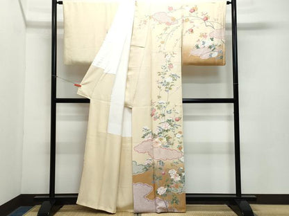 平和屋着物●訪問着 総刺繍 草花文 金糸 正絹 逸品 CAAZ8011vf