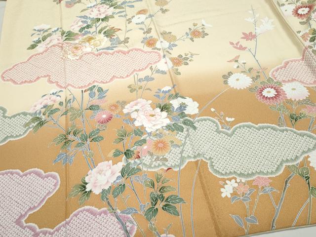 平和屋着物●訪問着 総刺繍 草花文 金糸 正絹 逸品 CAAZ8011vf