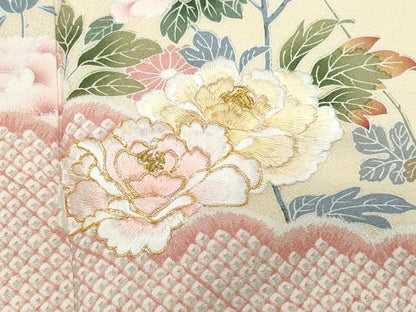 平和屋着物●訪問着 総刺繍 草花文 金糸 正絹 逸品 CAAZ8011vf