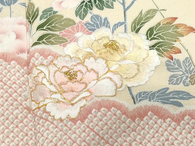 平和屋着物●訪問着 総刺繍 草花文 金糸 正絹 逸品 CAAZ8011vf