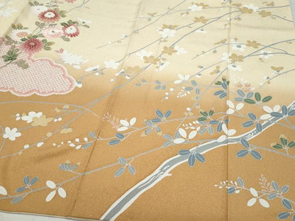 平和屋着物●訪問着 総刺繍 草花文 金糸 正絹 逸品 CAAZ8011vf
