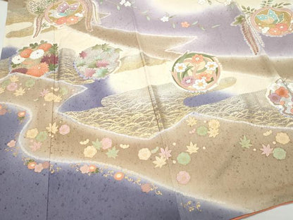 平和屋着物●訪問着 作家物 花蝶丸文 暈し染め 金彩 正絹 逸品 CAAZ8021vf