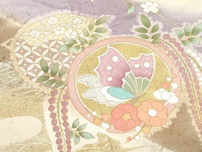 平和屋着物●訪問着 作家物 花蝶丸文 暈し染め 金彩 正絹 逸品 CAAZ8021vf