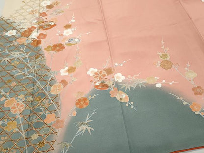 平和屋着物●訪問着 貝合わせ草花文 金彩 正絹 逸品 CAAZ8023vf