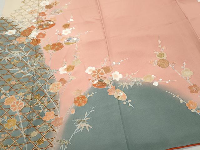 平和屋着物●訪問着 貝合わせ草花文 金彩 正絹 逸品 CAAZ8023vf