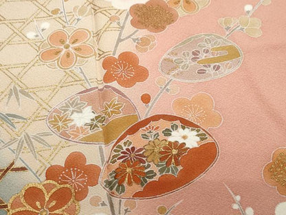 平和屋着物●訪問着 貝合わせ草花文 金彩 正絹 逸品 CAAZ8023vf